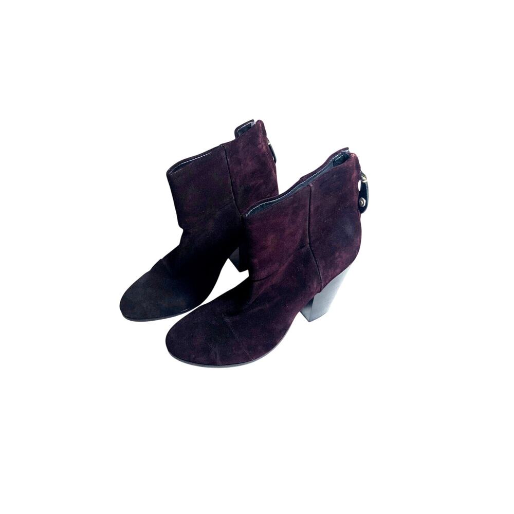 Purple Suede Boot Rag & Bone Newbury Leather 4in Heeled Booties Womens Size 8/38